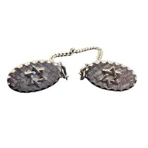 Vintage Star of David Sweater Guard Cardigan Talis Clips SilverJudaica Jewelry